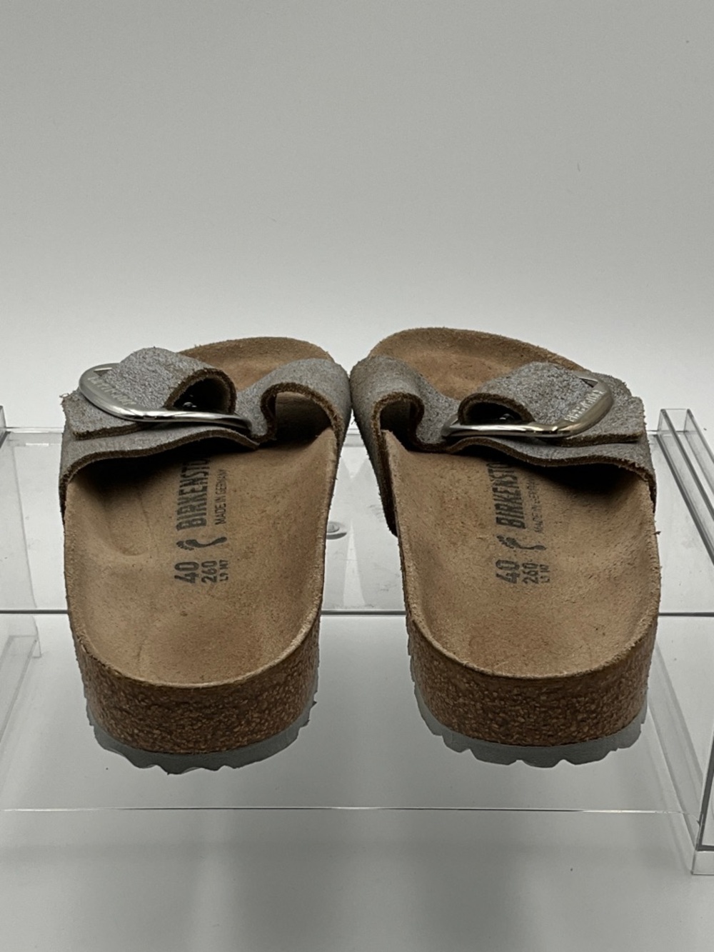 Birkenstock Silver Single Strap Suede Slide with Large Buckle 40 Wide fit - Picture 4 of 6